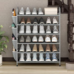 Metal Shoe Shelf Organizer With Side 8 Shoes Pockets