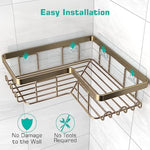 3-Pack Corner Adhesive Shower Caddy with Soap Holder and 12 Hooks