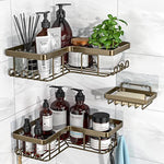 3-Pack Corner Adhesive Shower Caddy with Soap Holder and 12 Hooks