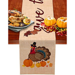 Pumpkin Turkey Thanksgiving Burlap Table Runners