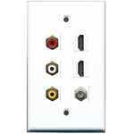 Riteav 3 X Rca 2 X Hdmi And 1 X Coax Cable Tv Port Wall Plate White 1