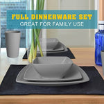 24 Piece Wheat Straw Square Dinnerware Set For 6