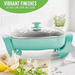 Healthy Ceramic Nonstick 12 5Qt Square Electric Skillet With Glass Lid