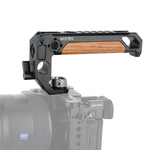 Niceyrig Camera Wooden Handle For Arri Standard With 15Mm Rod Clamp Cold Shoe And 1 4A A 3 8A A Arri Mounting Hole 348