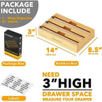 Bamboo Wrap Organizer with Cutter and Labels for Kitchen Storage Organization Holder for