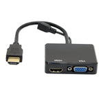 Cablecc Hdmi To Vga Hdmi Female Splitter With Audio Video Cable Converter Adapter For Hdtv Pc Monitor