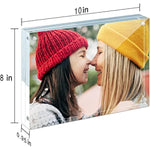 24mm Thick Frameless Clear Picture Frame, Free Standing Desktop Display Stand Acrylic Picture Frames