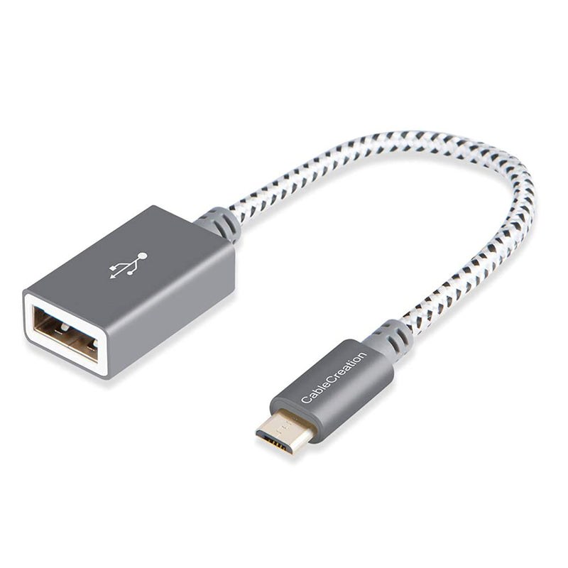 Cablecreation Micro Usb 2 0 Otg Cable Braided On The Go Adapter Micro Usb Male To Usb Female Compatible With Samsung S7 Flash Drive Mouse Keyboard Game Controller Aluminum Space Gray