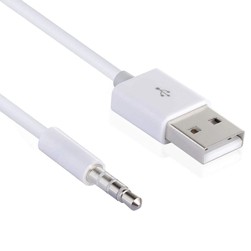 3 5Mm Male Jack To Usb Charging Data Cable Compatible For Syryn Waterproof Mp3 Player Headphones White
