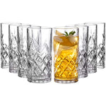 Kinsley Tall Highball Glasses Set Of 8 12 Ounce Cups Textured Designer Glassware