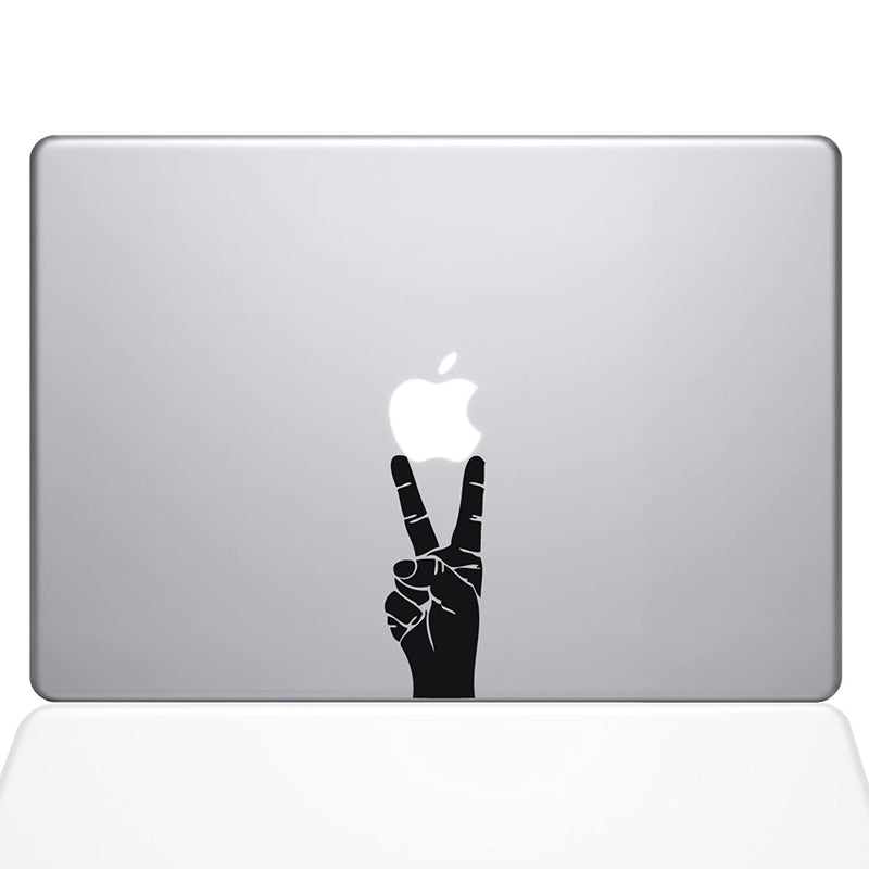 The Decal Guru Peace Sign Hand Macbook Decal Vinyl Sticker 13 Macbook Pro 2016 Newer Black 1147 Mac 13X Bla