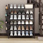 Metal Shoe Shelf Organizer With Side 8 Shoes Pockets
