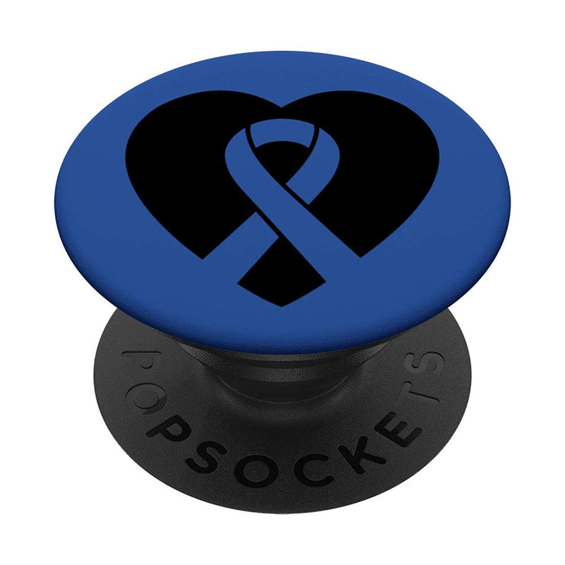 Colorectal Cancer Awareness Products Blue Ribbon Heart Grip And Stand For Phones And Tablets