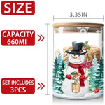 Holiday Decorations 3 Pack Glass Storage Jars with Lid