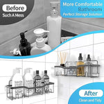 5 Pack Shower Organizer Rack Shelf With Soap Caddy & Toothbrush Holder No Drilling - Black