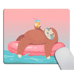 Smooffly Sloth Decor Mouse Pad Cute Cartoon Sloth In Inflatable Tube With Coctail Design Customized Rectangle Non Slip Rubber Mousepad Gaming Mouse Pads