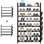 Metal Shoe Shelf Organizer With Side 8 Shoes Pockets