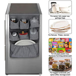 Fridge Dust Cover Top with 15 Extra Large Fabric Pockets for Spice, Cutlery & Napkins
