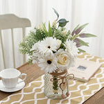 Artificial White Flowers with Vase for Coffee Table Decor