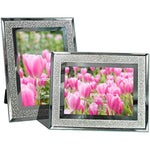 Silver Glass Table Desk Standing 10x8 Photo Frame, Set of 2