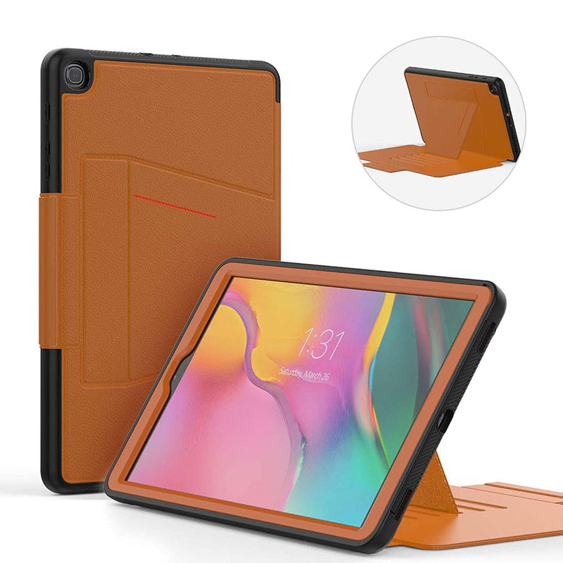 Case For Samsung Galaxy Tab A 10 1 Inch 2019Sm T510 T5157 Magnetic Angles Highly Protective Shock Absorption Cover With Card Pocket Pencil Holder Auto Wake Sleep Brown
