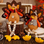 2 Pack Plush Stuffed Turkeys Shelf Sitters Figurine Gift for Thanksgiving