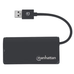 Manhattan 4-Port Superspeed USB Hub Supporting 5 Gbps Transfer Speeds with Built-in USB-A Male Connector, Two USB-A Female Ports, Two USB-C Female Ports and LED Power Indicator, Bus-Powered, Black