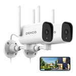 Outdoor Security Camera Dekco 1080P Pan Rotating 180 Wifi Cameras For Home Security With Two Way Audio Night Vision Ip65 Motion Detection Alarm 2 Pack