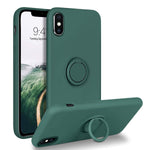 Iphone X Xs Case 360A Ring Holder Kickstand Support Car Mount Silicone Soft Rubber Microfiber Lining Cushion Protective Cover For Iphone X Xs 5 8 Midnight Green