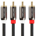 Fospower 25 Feet 2 Rca M M Stereo Audio Cable 24K Gold Plated Copper Core 2Rca Male To 2Rca Male Left Right Premium Sound Quality Plug