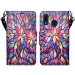 Galaxy A30 / A20 Case Leather Flip Pouch Wallet Case Cover Folio [Kickstand] for Men Girls Women Compatible Phone Case Compatible for Samsung Galaxy A20/A30/A205U - Rainbow