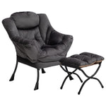 Steel Frame Leisure Sofa Chair And Metal Cotton Antislip Footstool