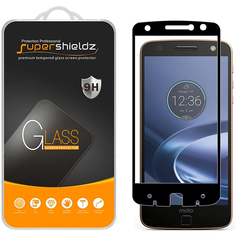 2 Pack Supershieldz Designed For Motorola Moto Z Force Droid Tempered Glass Screen Protector Full Screen Coverage Anti Scratch Bubble Free Black