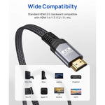 4K Flat Hdmi Cable 6 6Ft Jsaux High Speed Hdmi 2 0 Cable 18Gbps 4K 60Hz Braided Hdmi Cord Support 3D 4K Hdr 2160P 1080P Hdcp 2 2 Arc Ethernet Compatible With Uhd Tv Pc Grey