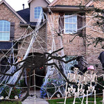 Fake Spider with Triangular Huge Spider Web for Indoor Outdoor Halloween Decorations