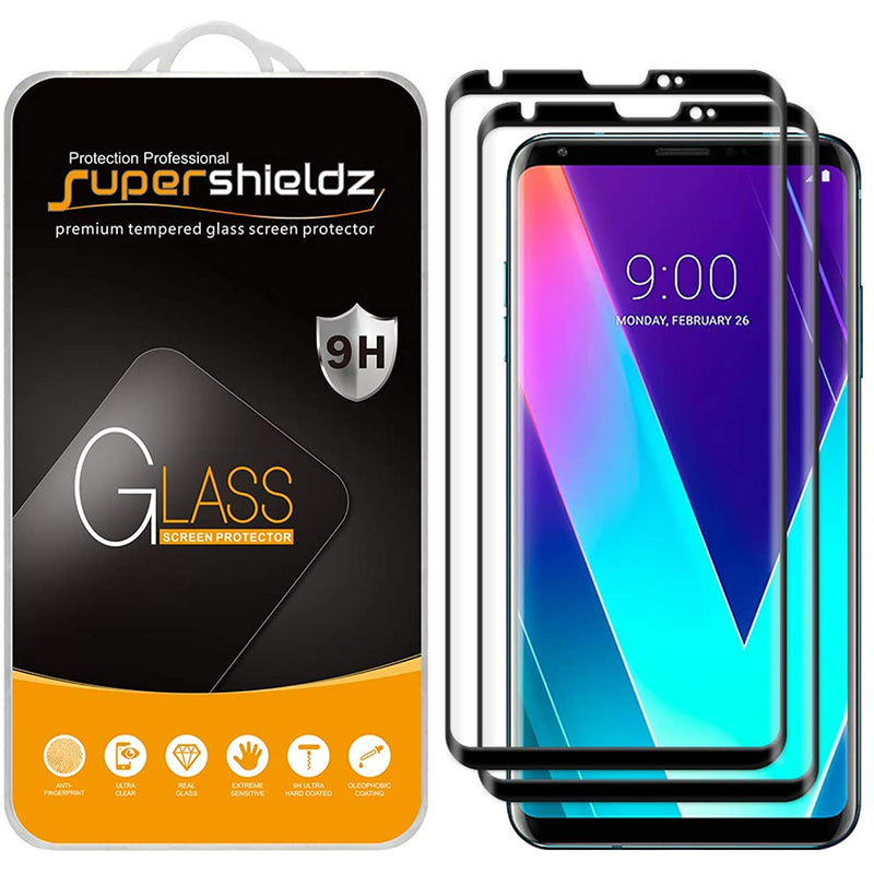 2 Pack Supershieldz Designed For Lg V30 Plus Tempered Glass Screen Protector Full Screen Coverage 3D Curved Glass Anti Scratch Bubble Free Black