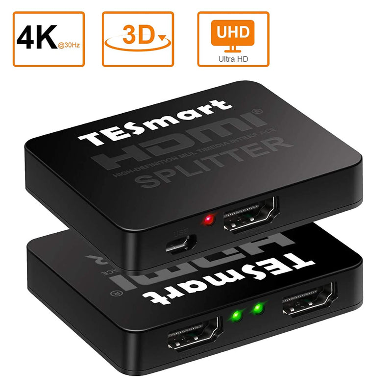 Tesmart Ultra Hd 4K 30Hz 1X2 Hdmi Splitter 1 In 2 Out Hdmi Splitter 1 To 2 Support 4Kx2K 30Hz 1080P 3D 2160P For Dvd Player Tv Box Ps3 4 Xbox