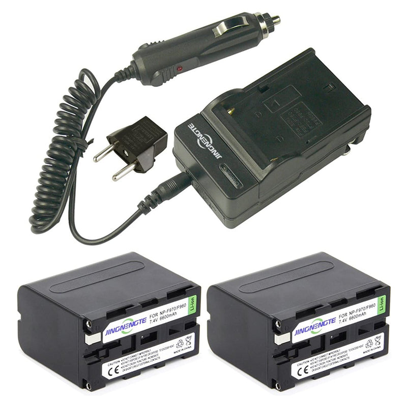 2X Camcorder Batteries Np F970 7 4V 6600Mah And 1X Home Charger For Sony Np F975 Np F970 Np F960 Np F950 Work With Sony Dcr Vx2100 Dsr Pd150 Dsr Pd170 Fdr Ax1 Hdr Ax2000 Hdr Fx1 Hdr Fx7 Hdr Fx1000