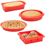 4 Piece Bakeware Set Of Square Brownie Pan Bread Loaf Round Cake Pie Pans