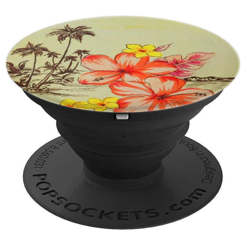 Hawaiian Beach Scene Hibiscus Luau Party Tiki Tropical Grip And Stand For Phones And Tablets