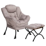 Steel Frame Leisure Sofa Chair And Metal Cotton Antislip Footstool