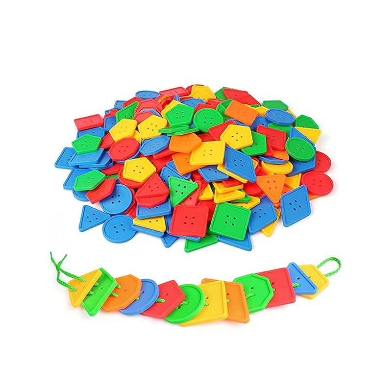 70 Pcs Montessori Lacing Threading Toy Geometric Shaped Large Beads For Kids Crafts Preschool Activities And Daycare Toys Autism Learning Materials And Fine Motor Ls Toys For 3 4 5 6 Year Old