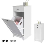 White Bathroom Laundry Cabinet With Basket
