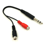 Poyiccot 6 35Mm 1 4 Inch Trs Stereo Jack Male To 2 Rca Female Plug Y Splitter Adapter Cable 20Cm 8Inch 635M 2Rcafm