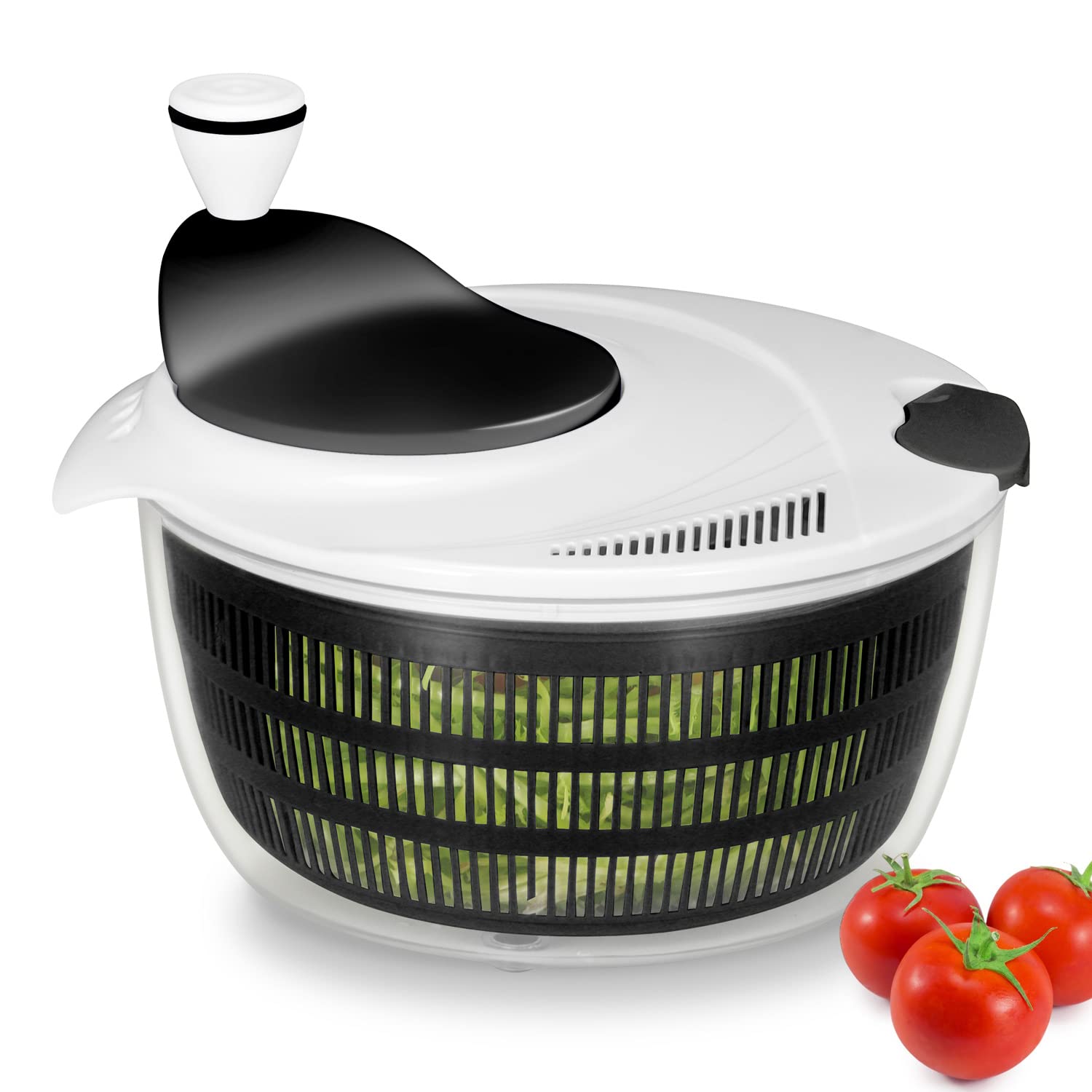 Salad Spinner With Rotary Handle Measuring Jug And Colander Quick