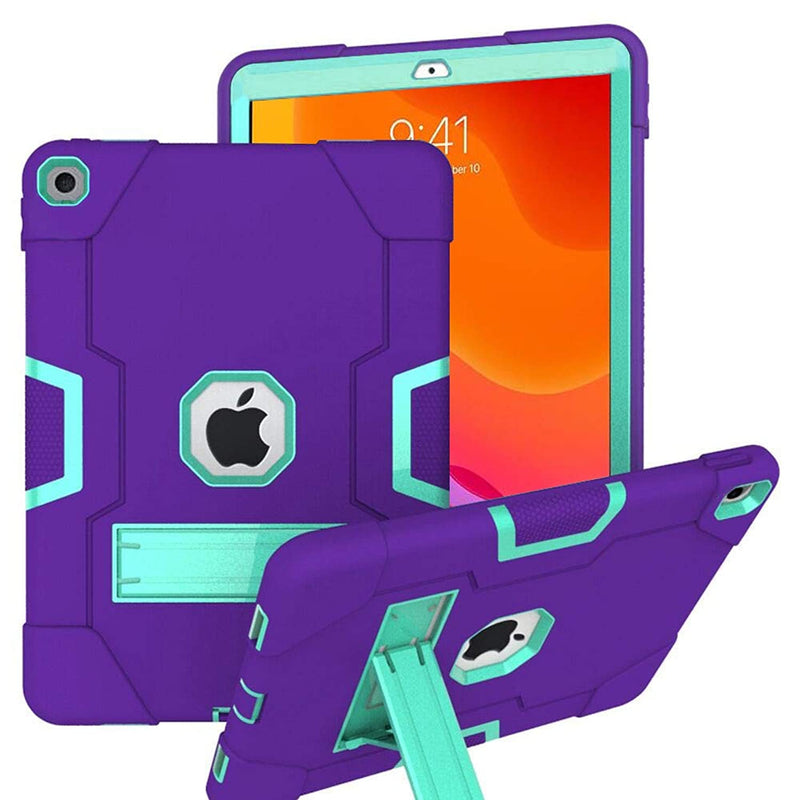 Casehaven For Ipad 8Th Generation Case 2020 10 2 Inch Ipad 7Th Generation Case For Kids Rugged Kickstand Series Shockproof Heavy Duty Hybrid Three Layer Armor Defender Case Purple Teal