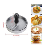 Aluminum Non Stick Hamburger Press With 100 Free Patty Papers Wood Handle