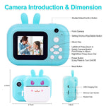 Minibear Instant Camera For Kids Digital Camera For Girls Toddler Camera With Print Paper 40Mp Kids Video Camera Child Selfie Camera Toy Camera Kids Camcorder 2 4 Inch Screen 32Gb Tf Card Sky Blue