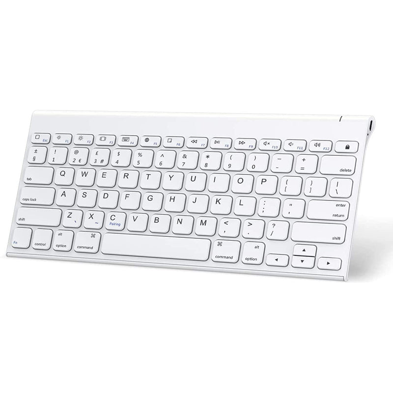 Omoton Ipad Keyboard Stainless Steel Rechargeable Ultra Slim Wireless Bluetooth Keyboard For Ipad Pro 12 9 11 Ipad Air 10 9 10 5 Inch Ipad 10 2 8Th 7Th Ipad Mini Iphone And More White