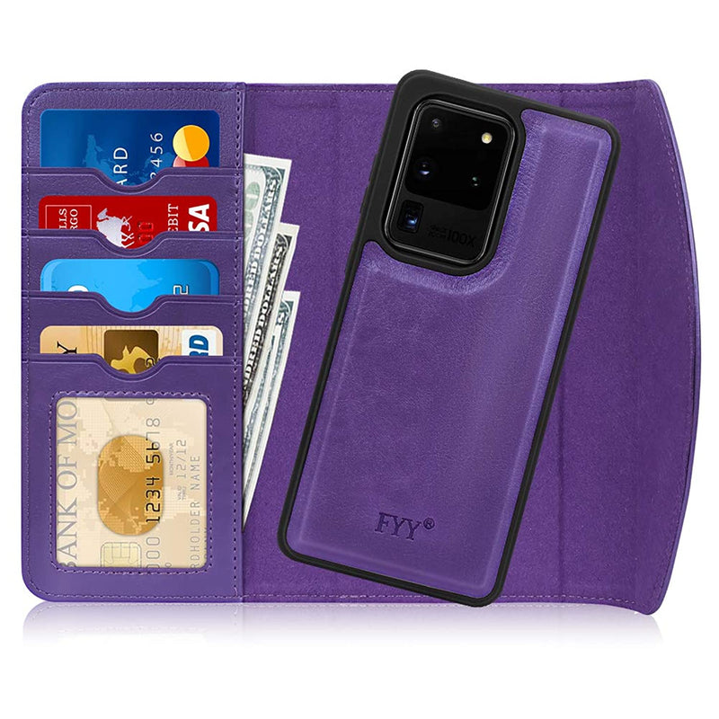 Case For Samsung Galaxy S20 Ultra 5G 6 9 2 In 1 Magnetic Detachable Wallet Case Wireless Charging Support With Card Slots Folio Case For Galaxy S20 Ultra 5G 6 9 Inch 2020 Purple